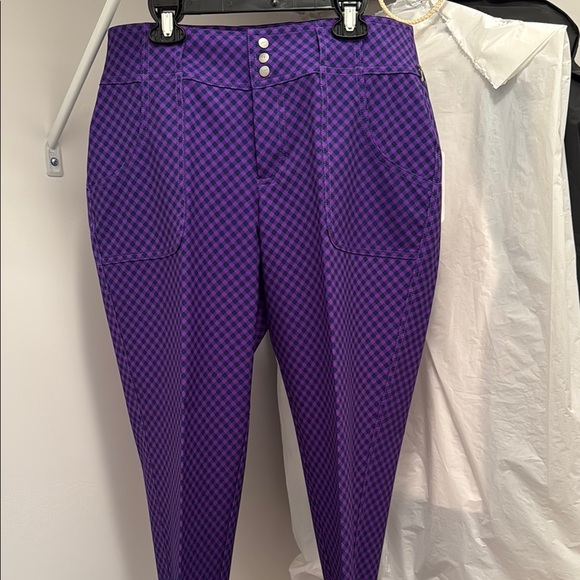 Purple and navy Checkered Golf pants - Picture 2 of 10